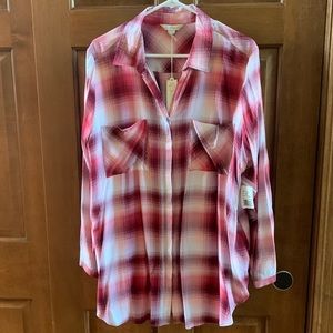 Plaid button down shirt, NWT, size 2X